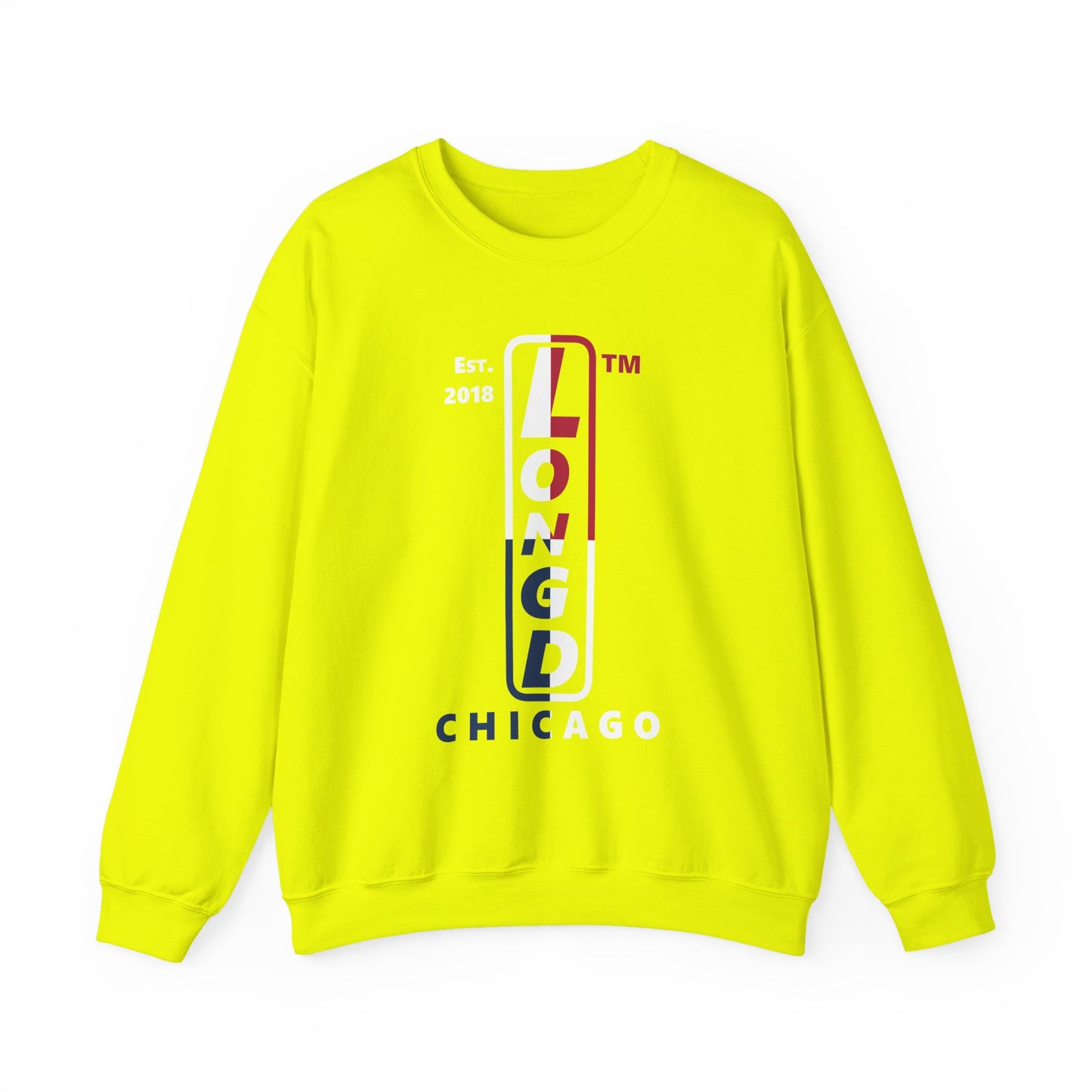 LongD positive quarters Chicago upright logo crewneck sweatshirt (patriotic colors)