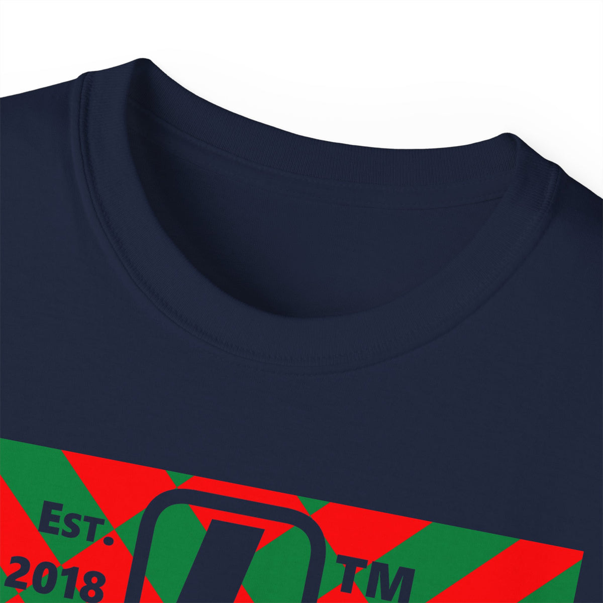 LongD Hyde Park negative upright stylized argyle 4-print logo (Xmas colors) cotton tee