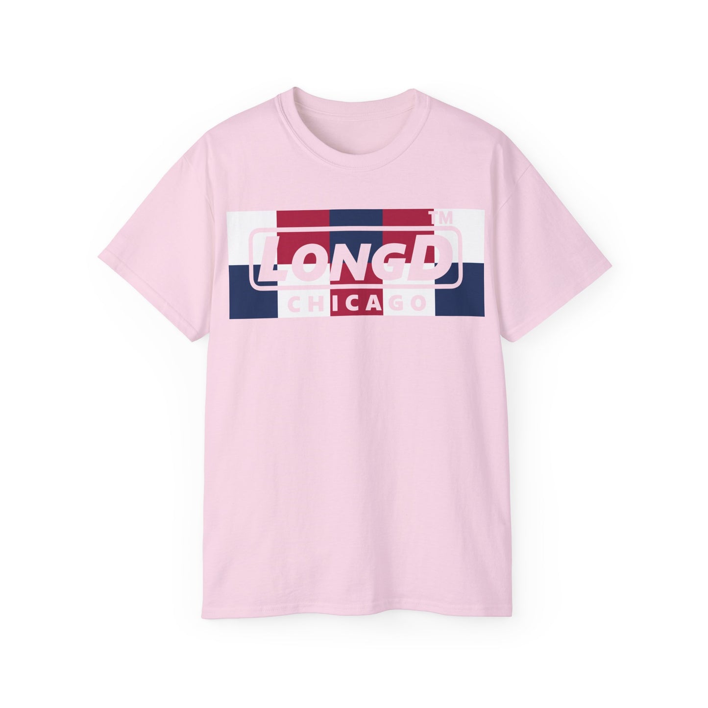 LongD negative 2x5 Chicago logo cotton tee (patriotic colors)