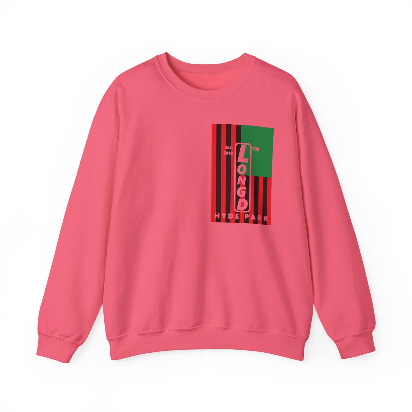 LongD negative cropped flag single-breasted front-back Hyde Park upright logo crewneck sweatshirt (Juneteenth colors)