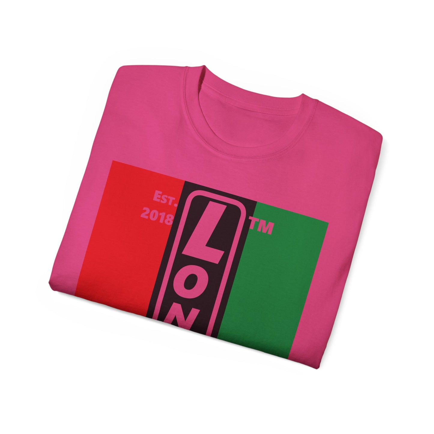 LongD Cotton Tee negative vertical striped Chicago upright logo (Juneteenth colors)