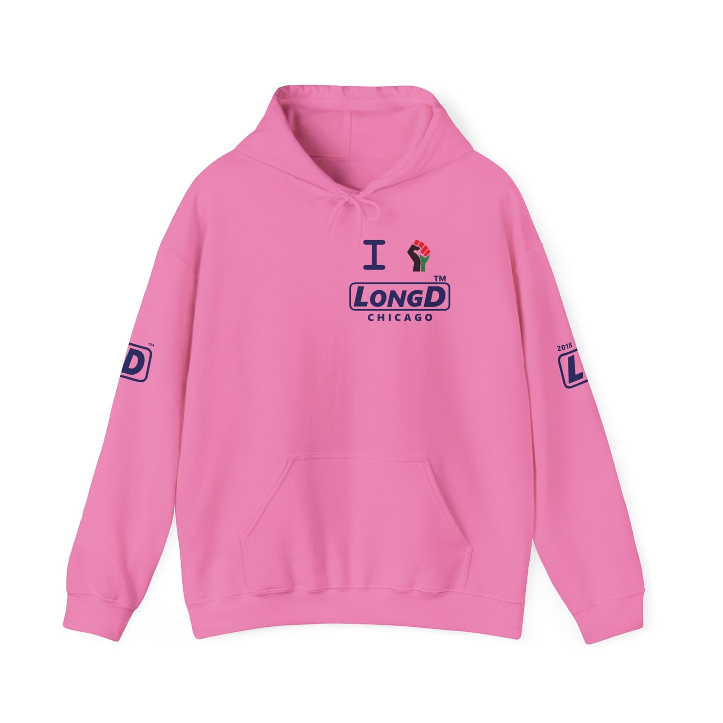 I fist LongD® basic official 4-print single-breasted Chicago logo Hoodie (Juneteenth colors)