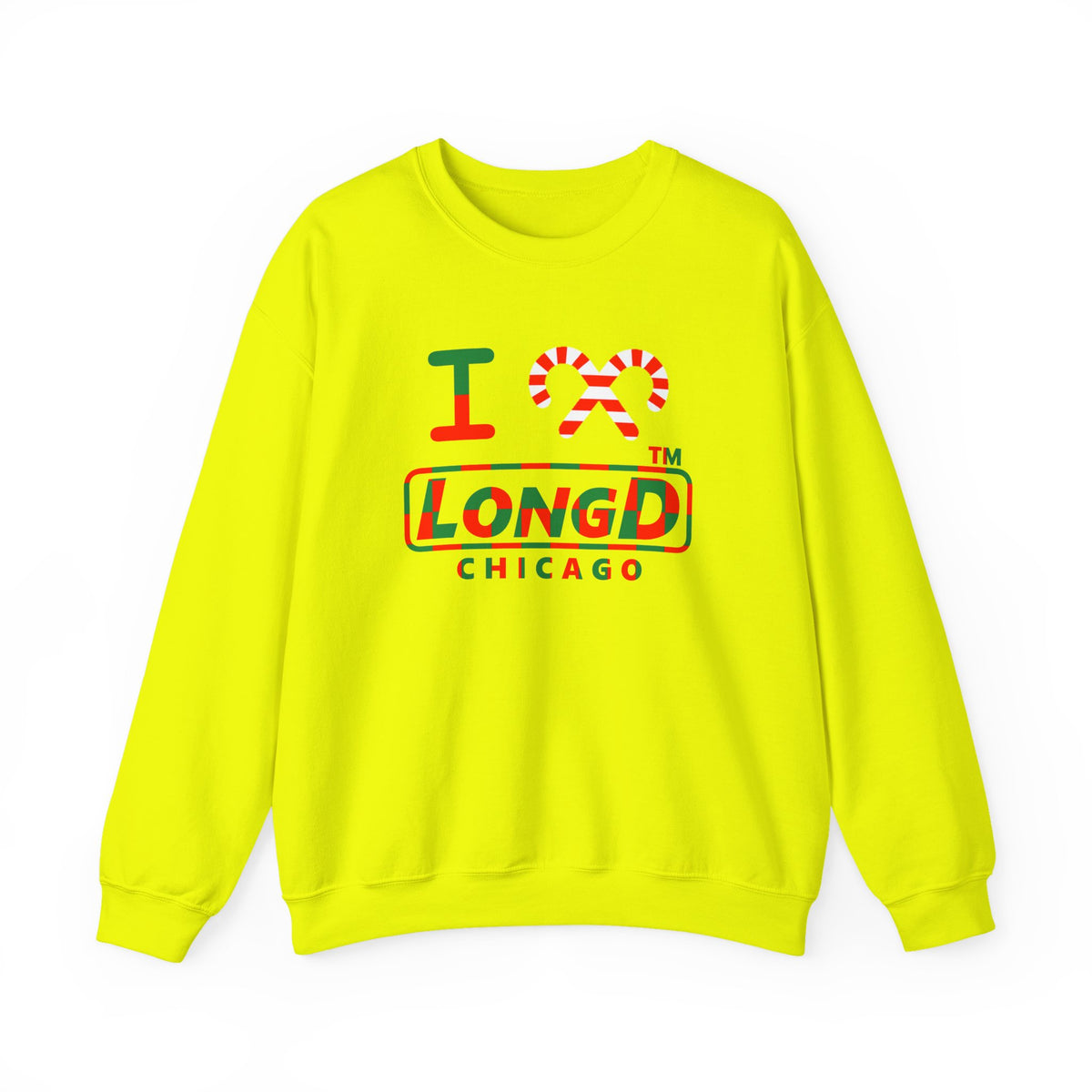 I candy cane LongD Chicago positive checkered logo crewneck sweatshirt