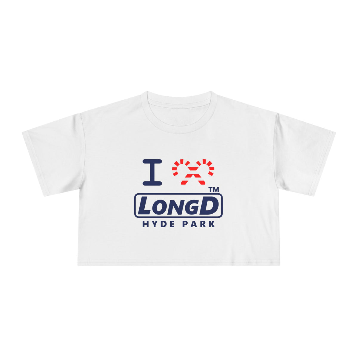 I candy cane LongD Hyde Park positive official basic navy front-back logo crop tee
