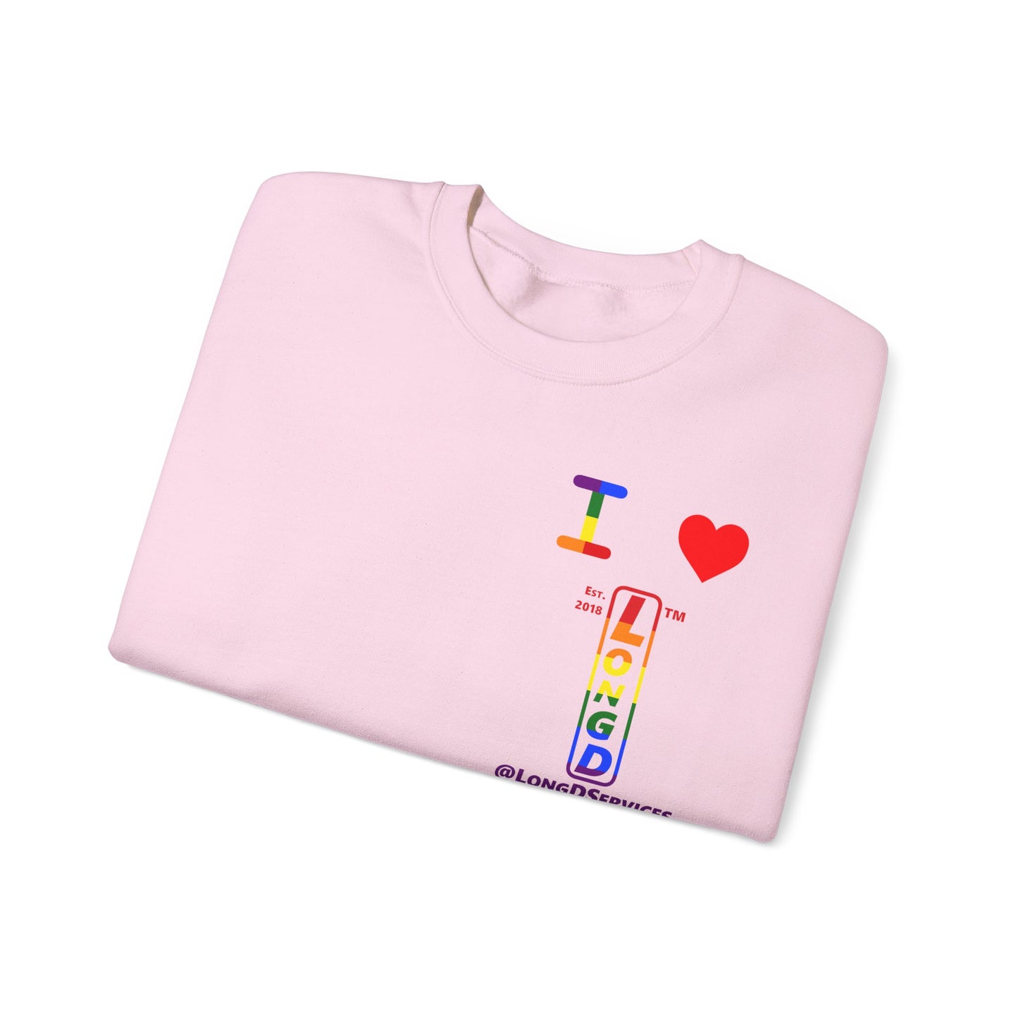 I Luv LongD positive horizontal 6-striped tag upright 4-print single-breasted logo crewneck sweatshirt