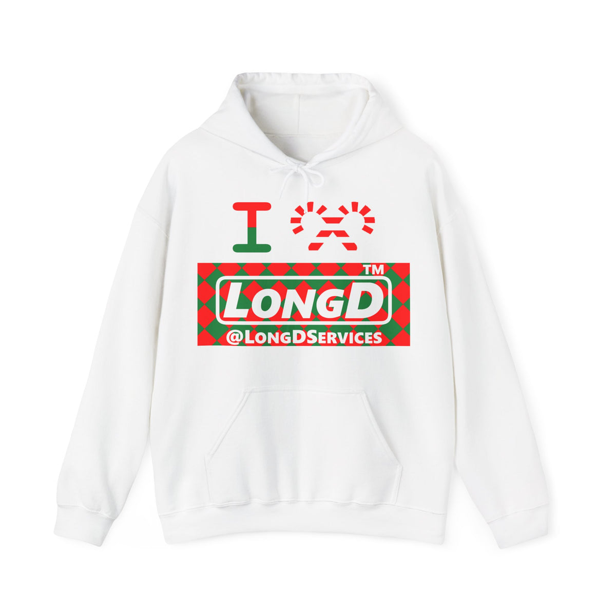 I candy cane LongD Tag negative argyle logo hoodie