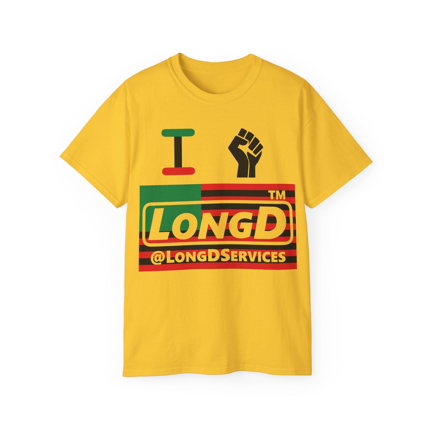 I fist LongD negative flag tag logo cotton tee