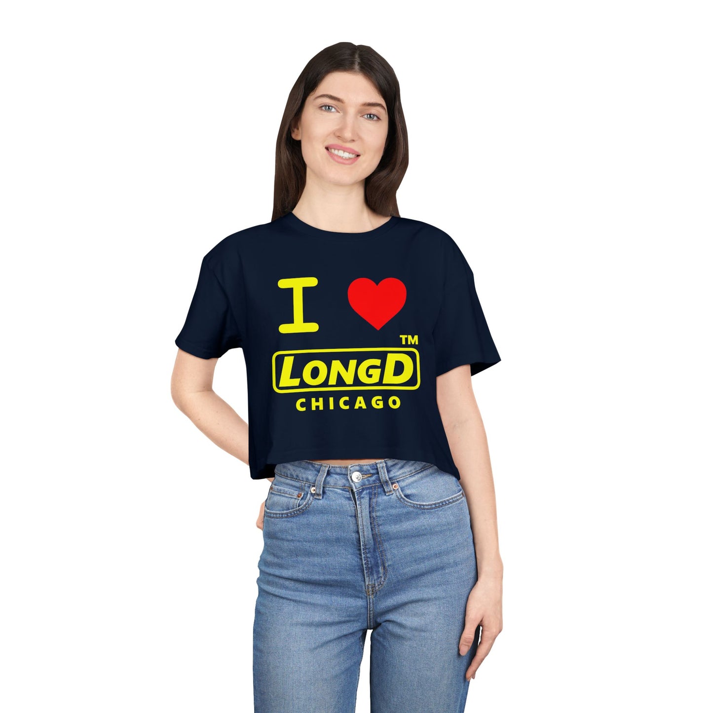 I Luv LongD Logo (Chicago positive alternate) Women's Crop Tee