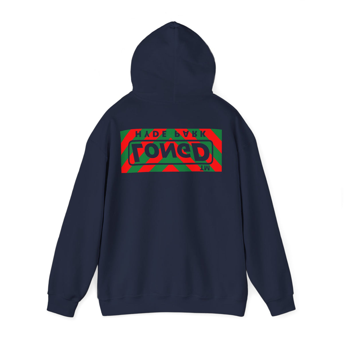 LongD Hyde Park negative downward chevron front-back logo (Xmas colors) hoodie