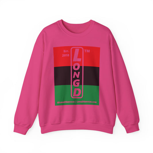 LongD negative horizontal 3-striped tag-domain upright logo crewneck sweatshirt (Juneteenth colors)