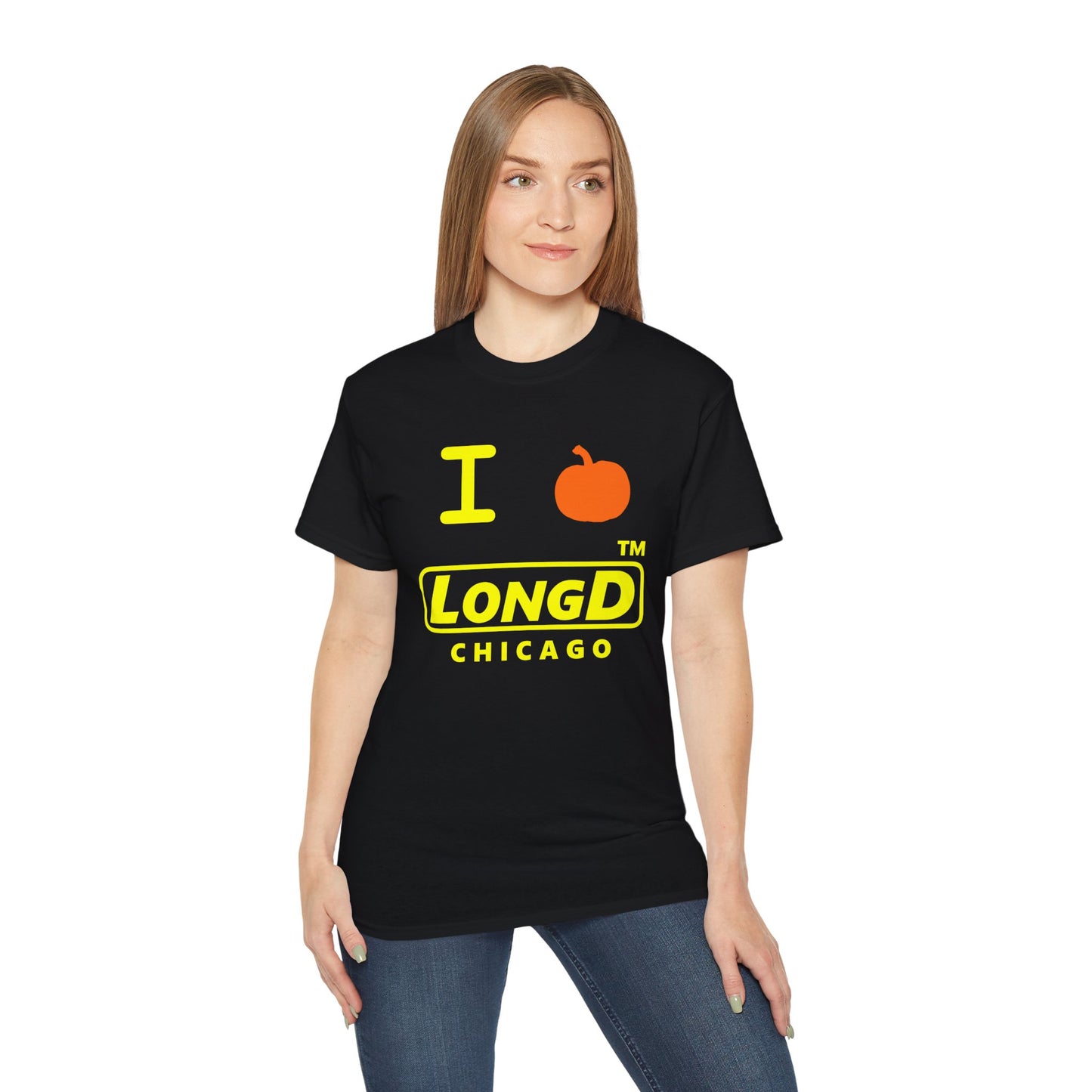 I Pumpkin LongD® Logo Cotton Tee positive yellow basic Chicago logo