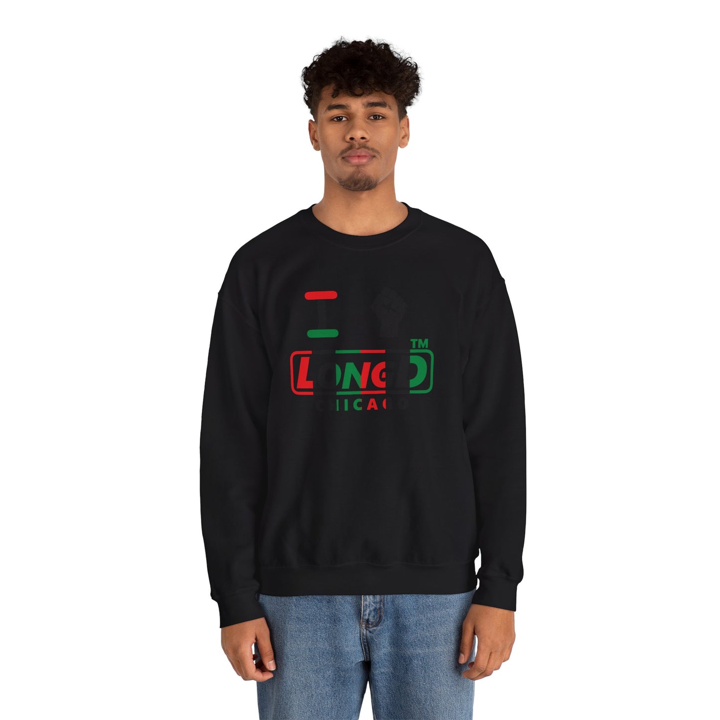 I fist LongD positive vertical 6-striped Chicago logo crewneck sweatshirt