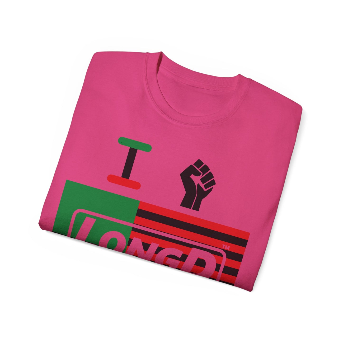 I Fist LongD® Logo Cotton Tee Juneteenth black fist negative flag