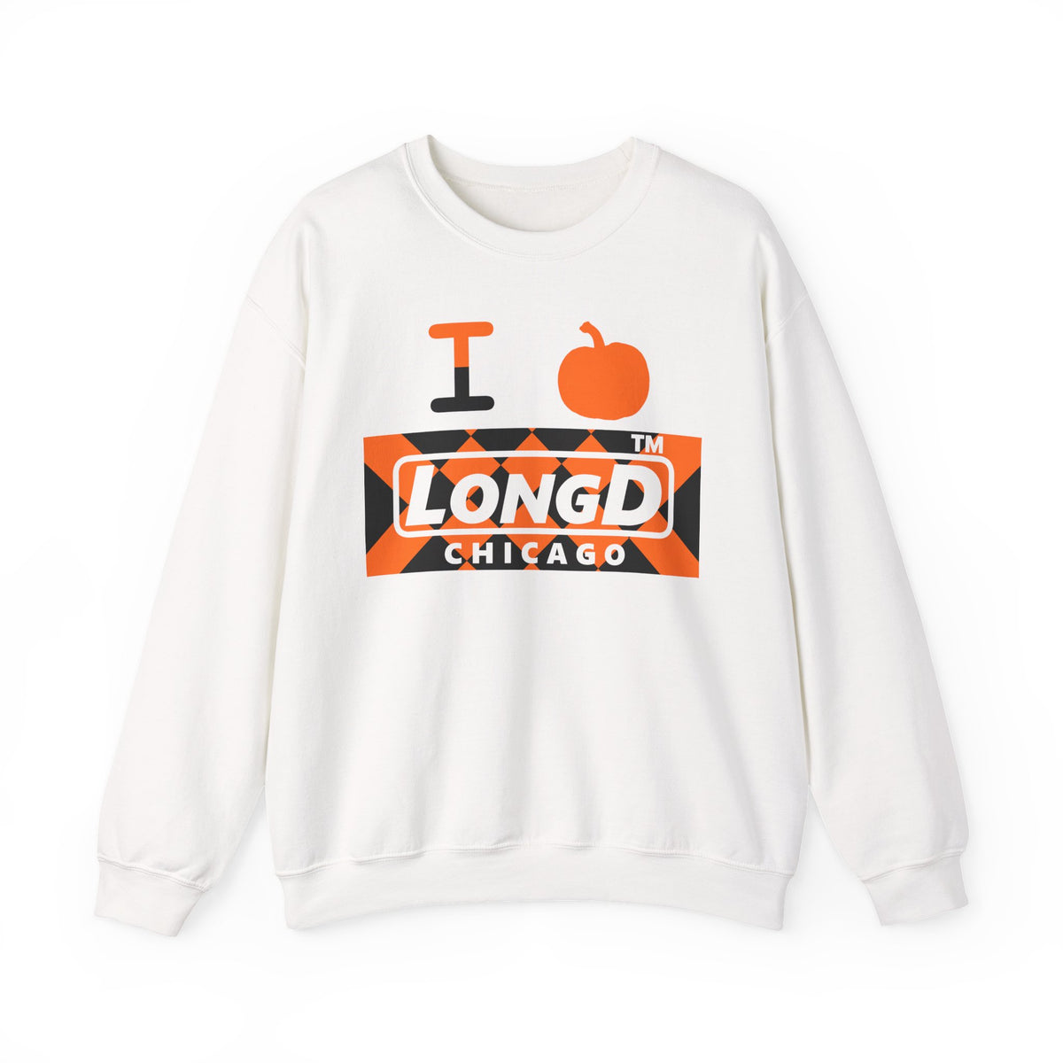 I pumpkin LongD Chicago negative stylized argyle logo crewneck sweatshirt