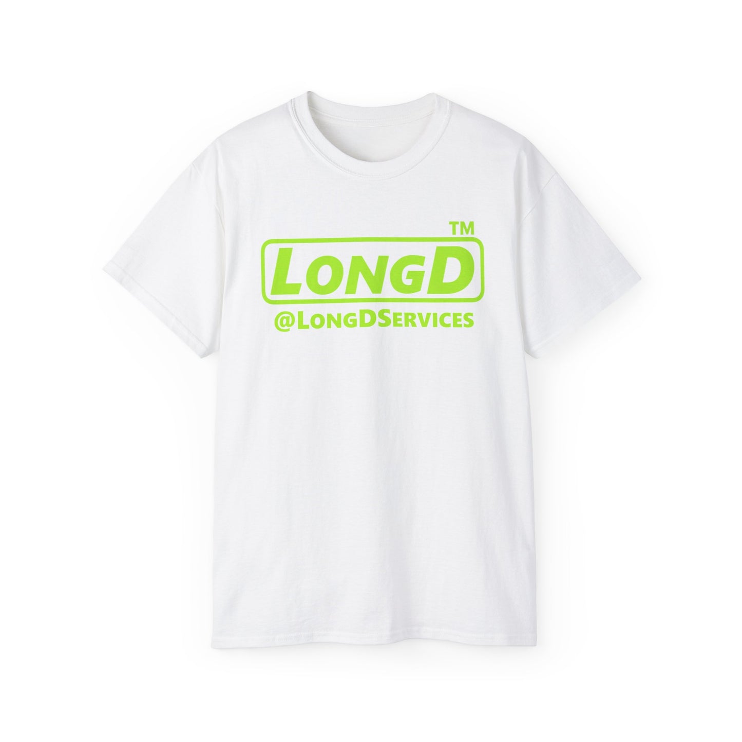 LongD® positive lime green Tag Logo Cotton Tee