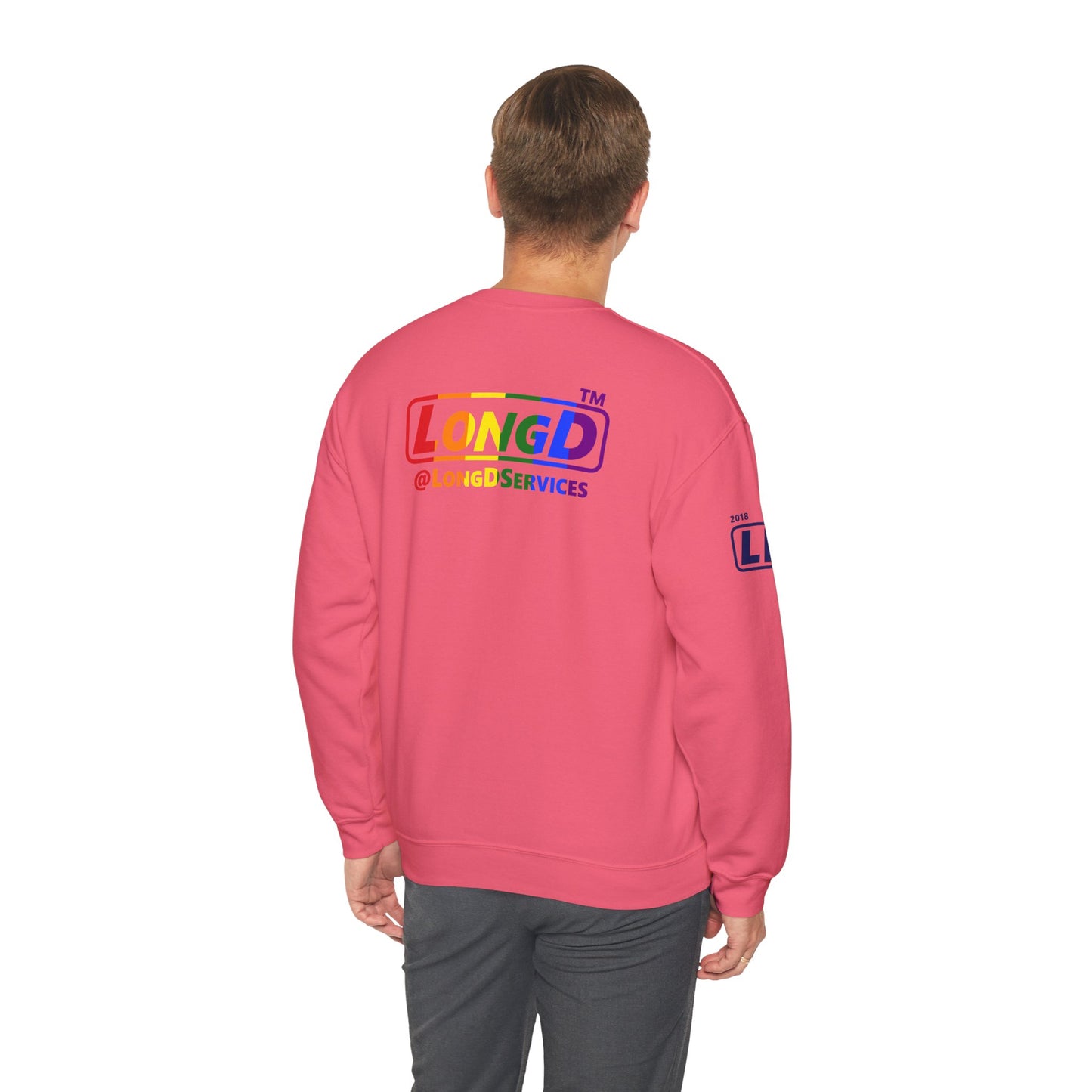 I Luv LongD official basic 4-print Hyde Park logo crewneck sweatshirt with Pride heart