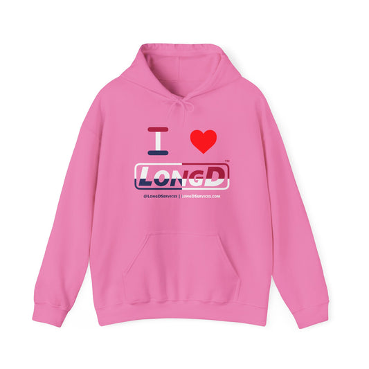 I Luv LongD® Logo Hoodie red, white and blue positive quarters