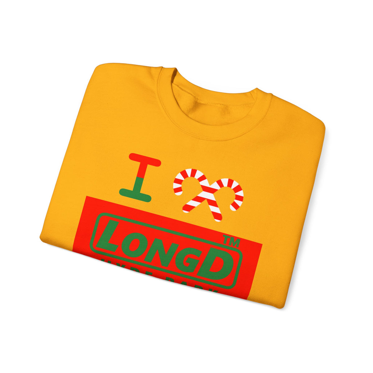 I candy cane LongD Hyde Park logo positive green on negative red crewneck sweatshirt