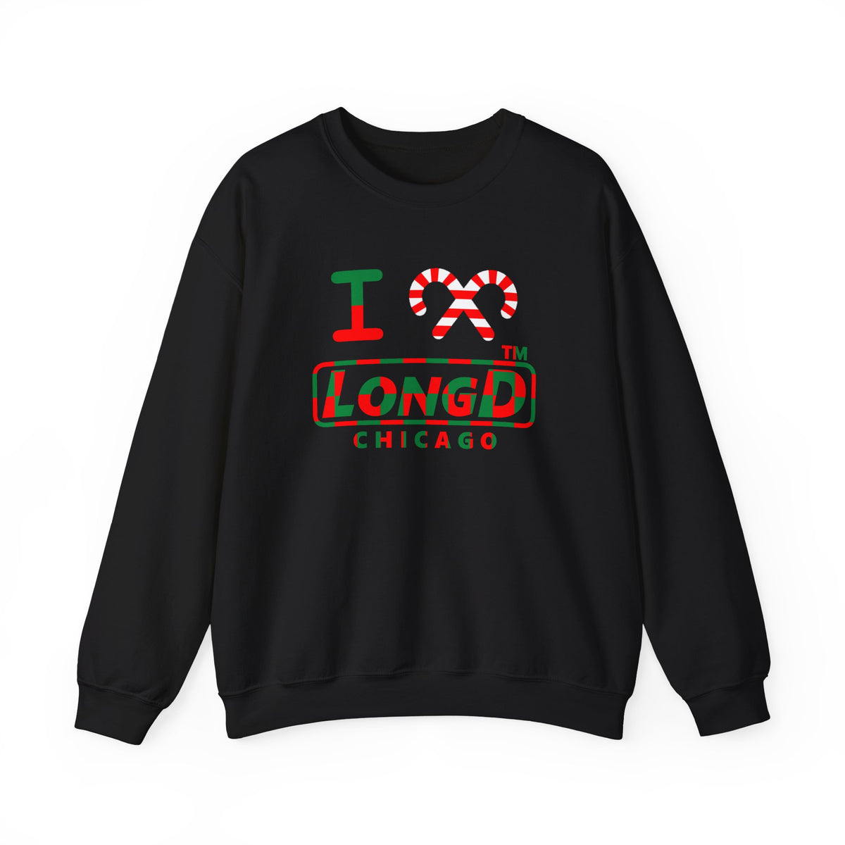 I candy cane LongD Chicago positive checkered logo crewneck sweatshirt