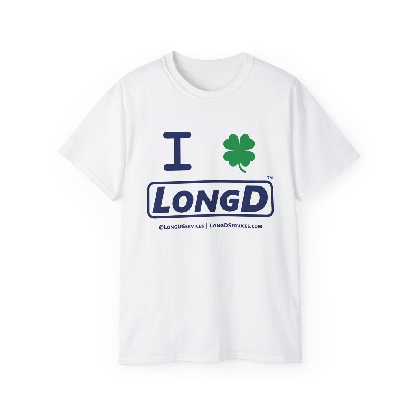 I Clover LongD® Logo Cotton Tee (St. Patrick's Day -Navy with 4-leaf clover)