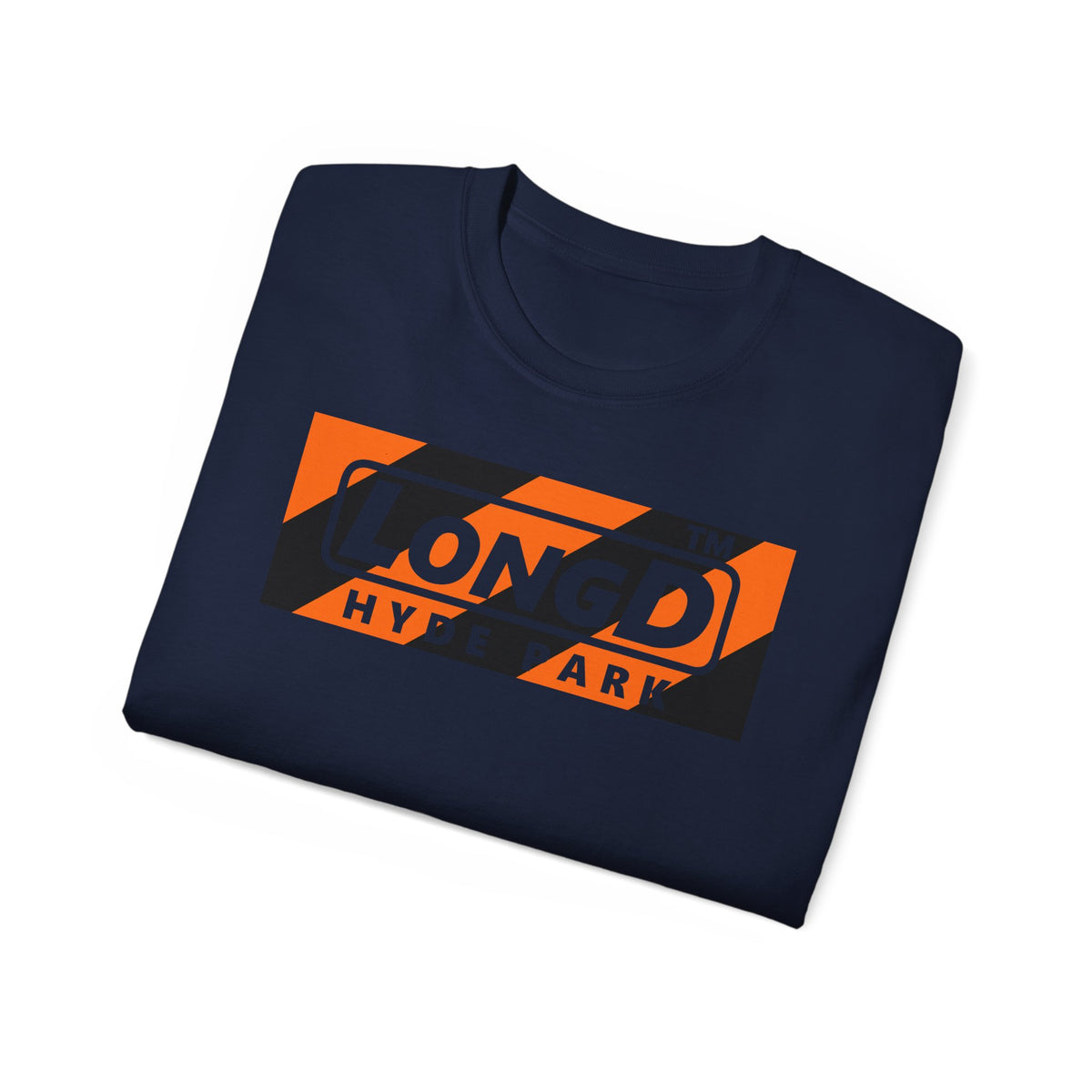 LongD Hyde Park negative diagonal 6-striped front-back logo (Halloween colors) cotton tee