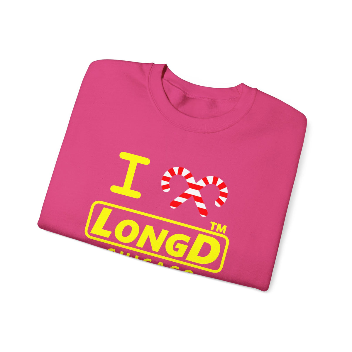 I candy cane LongD Chicago positive alternate basic yellow logo crewneck sweatshirt