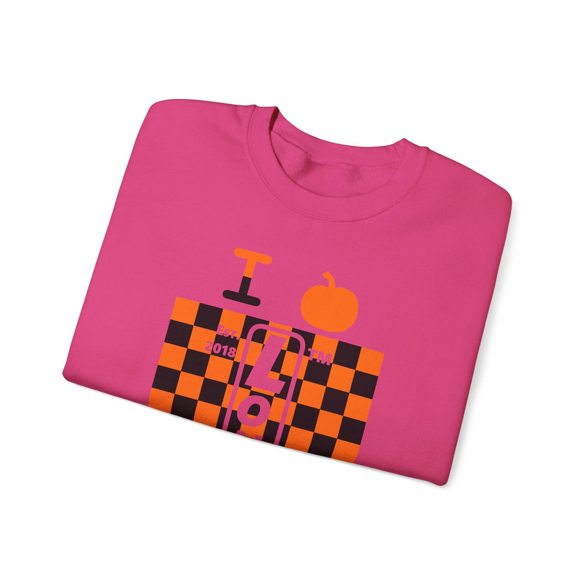 I pumpkin LongD Tag negative upright checkered logo crewneck sweatshirt