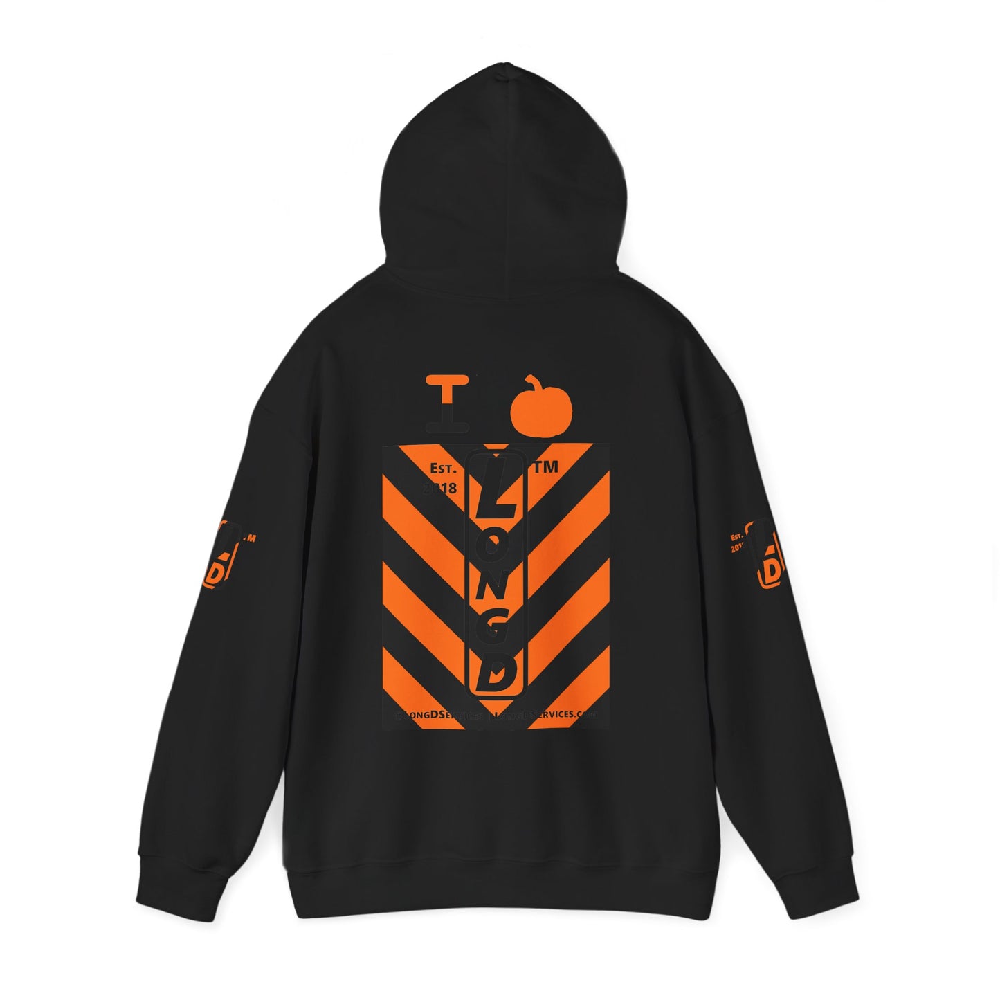 I pumpkin LongD Tag-domain negative upright downward chevron 4-print logo hoodie