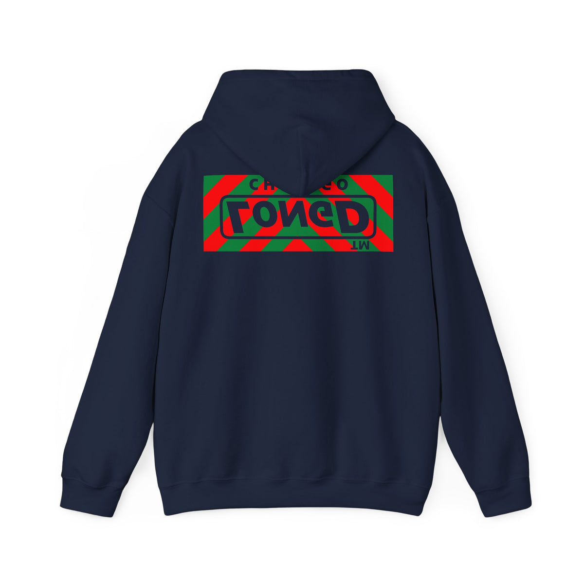 LongD Chicago negative downward chevron front-back logo (Xmas colors) hoodie