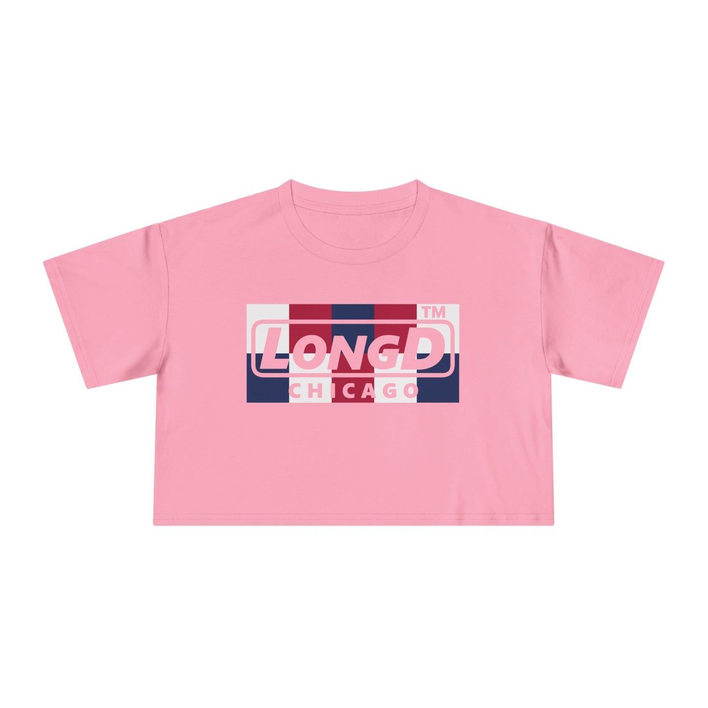 LongD negative 2x5 Chicago Logo Crop Tee (Patriotic colors)