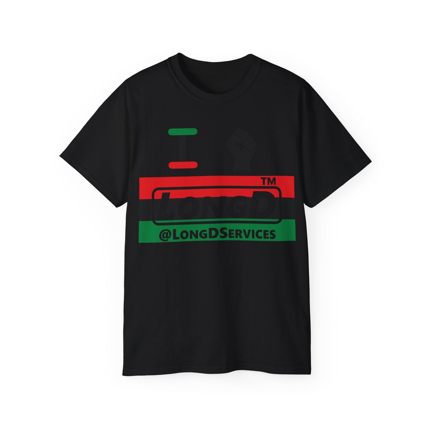 I fist LongD negative horizontal 3-striped tag logo cotton tee