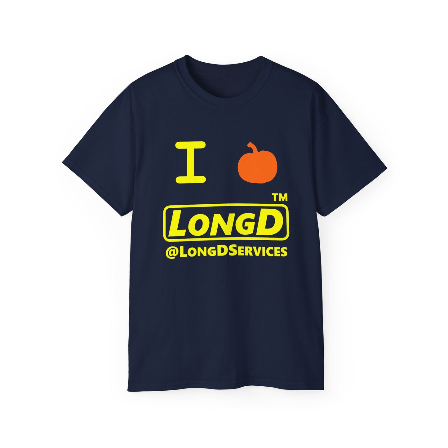 I Pumpkin LongD® Logo Cotton Tee positive yellow basic tag logo