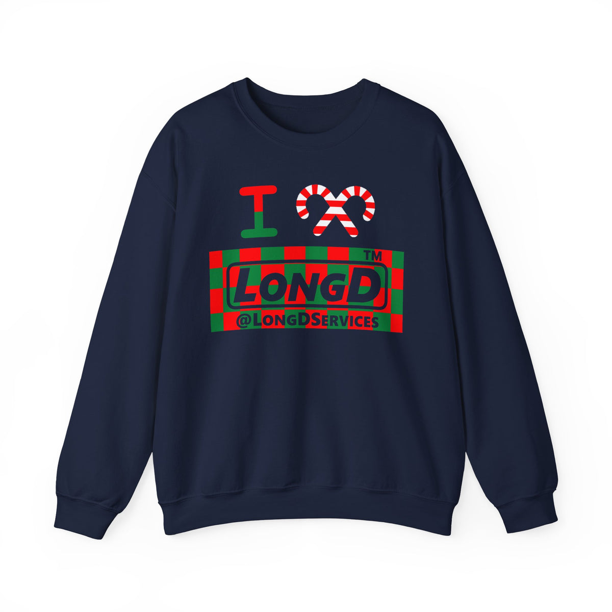 I candy cane LongD Tag negative checkered logo crewneck sweatshirt