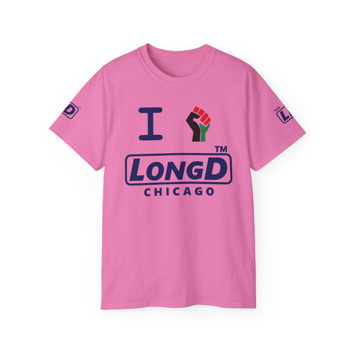 I fist LongD official Chicago logo 4-print cotton tee with multicolored fist