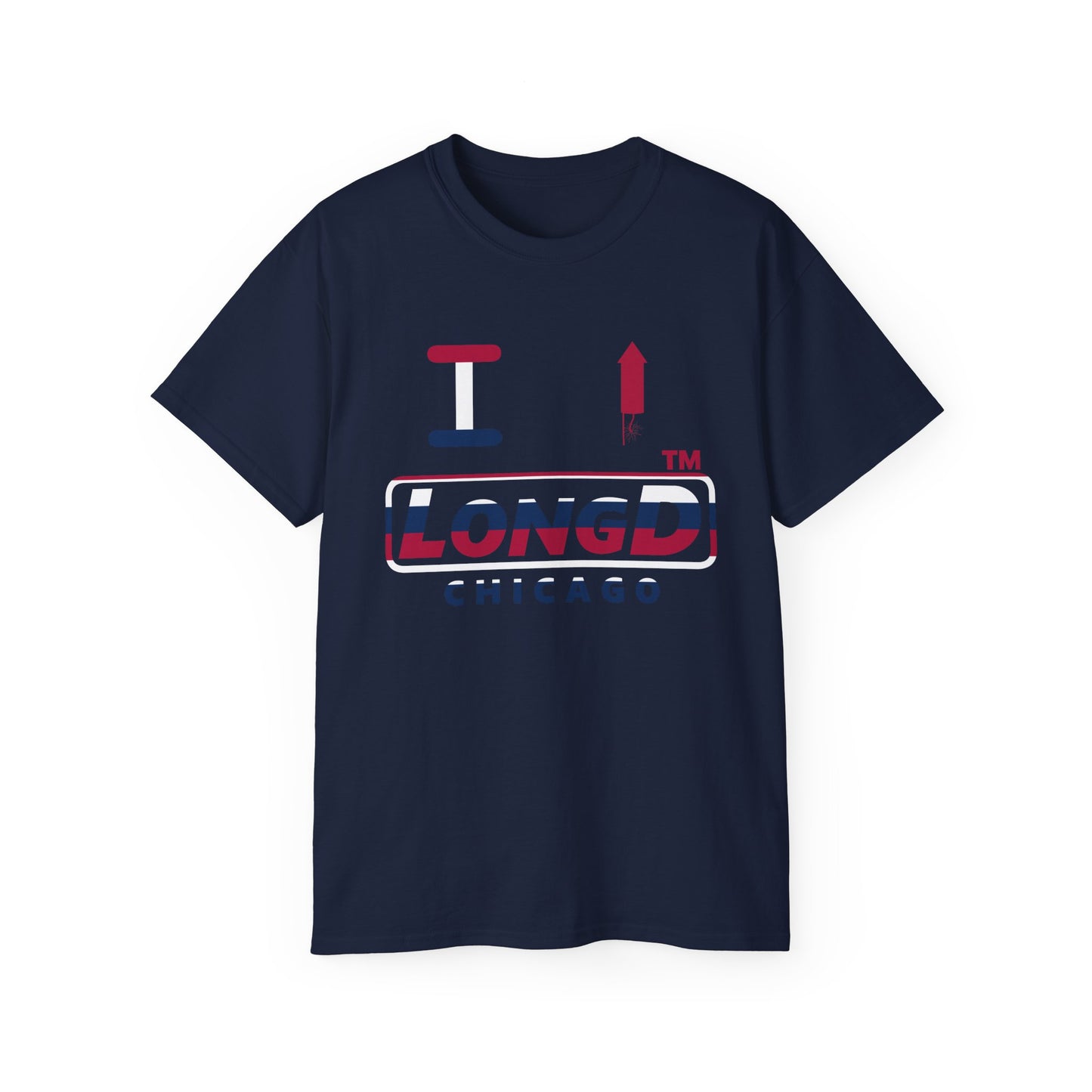 I firecracker LongD positive horizontal 6-striped Chicago logo cotton tee