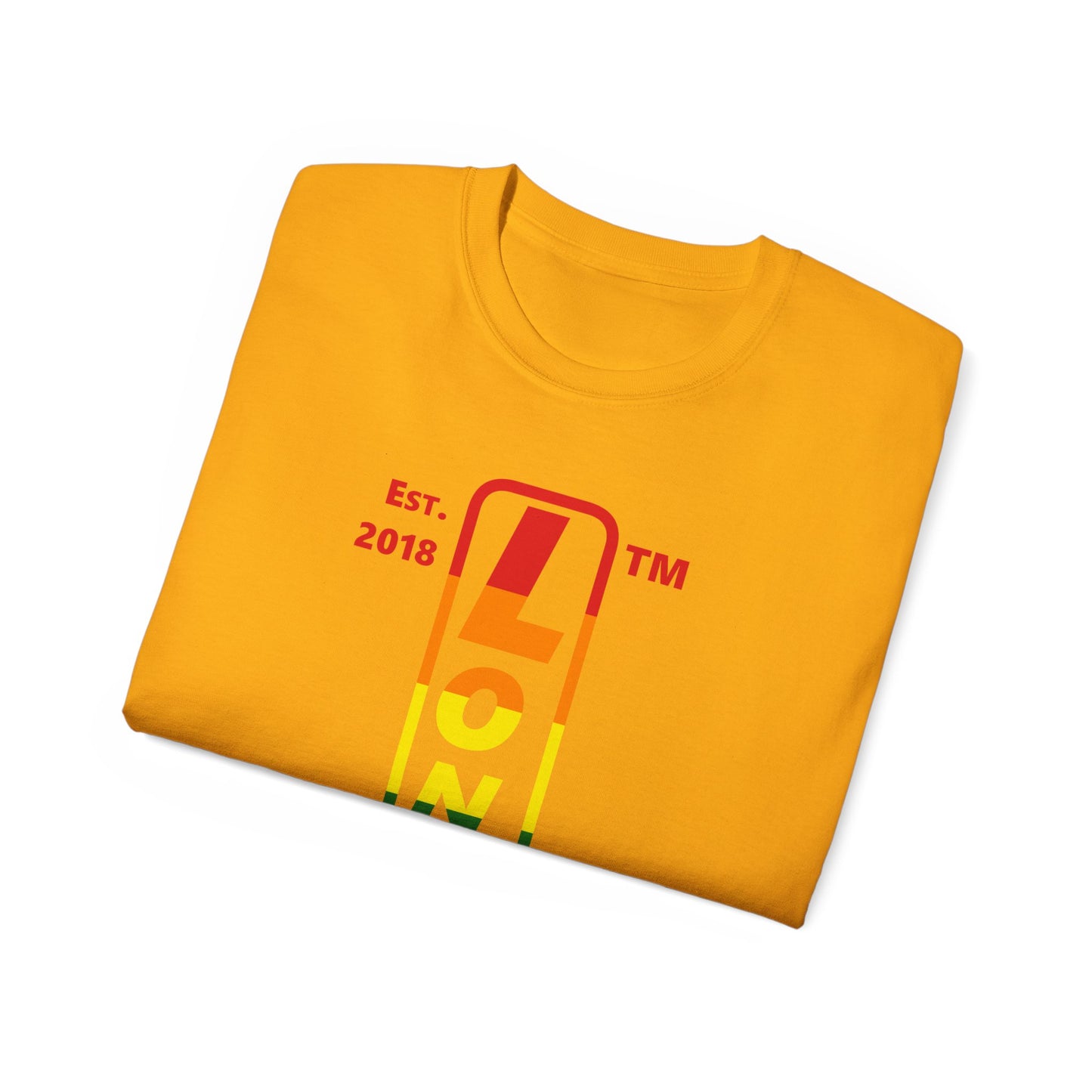LongD Cotton Tee positive horizontal striped Hyde Park upright logo (Pride colors)