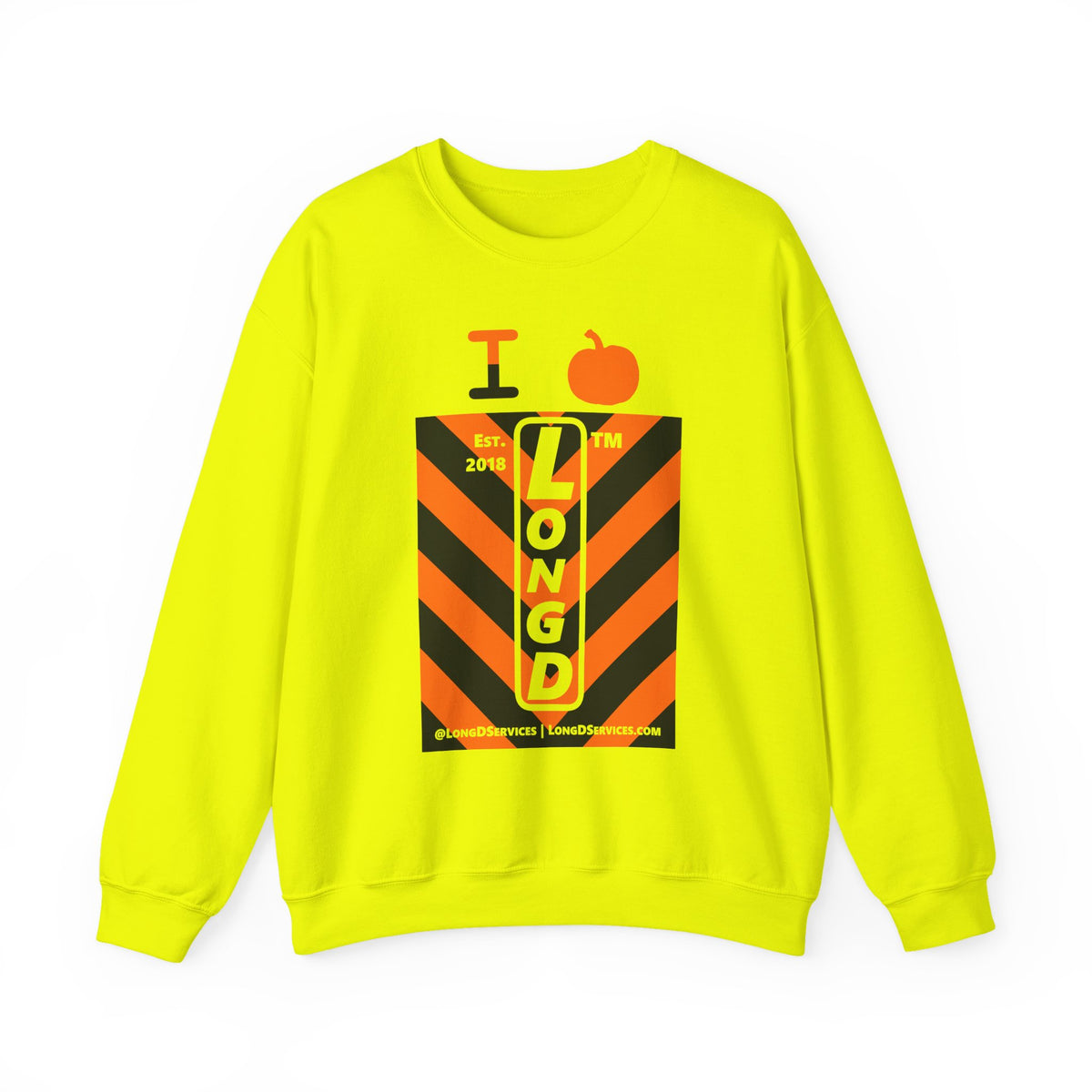 I pumpkin LongD Tag-domain negative upright downward chevron logo crewneck sweatshirt