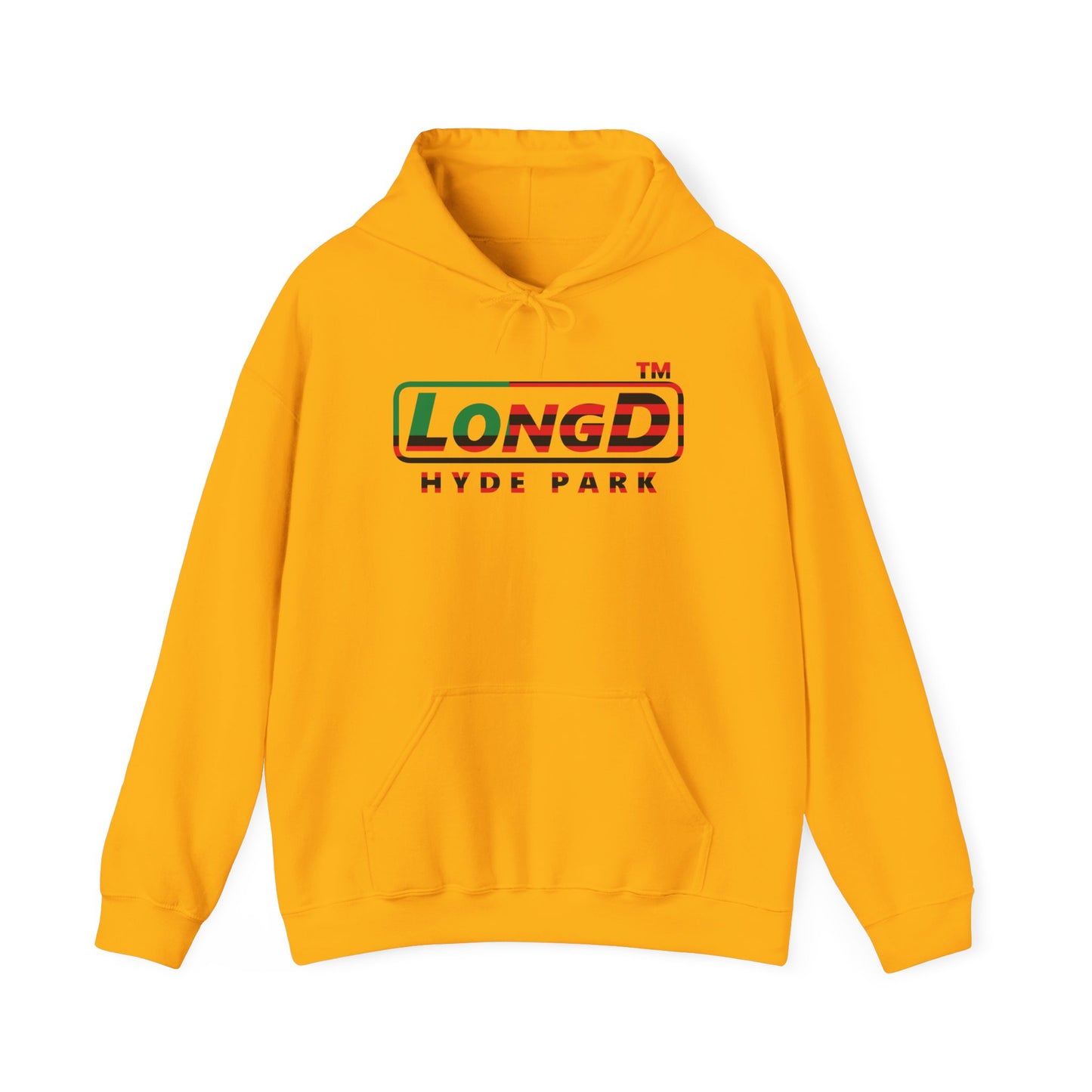 LongD® positive flag Hyde Park logo Hoodie (Juneteenth colors)