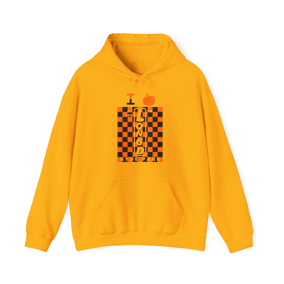 I pumpkin LongD Hyde Park negative upright checkered logo hoodie