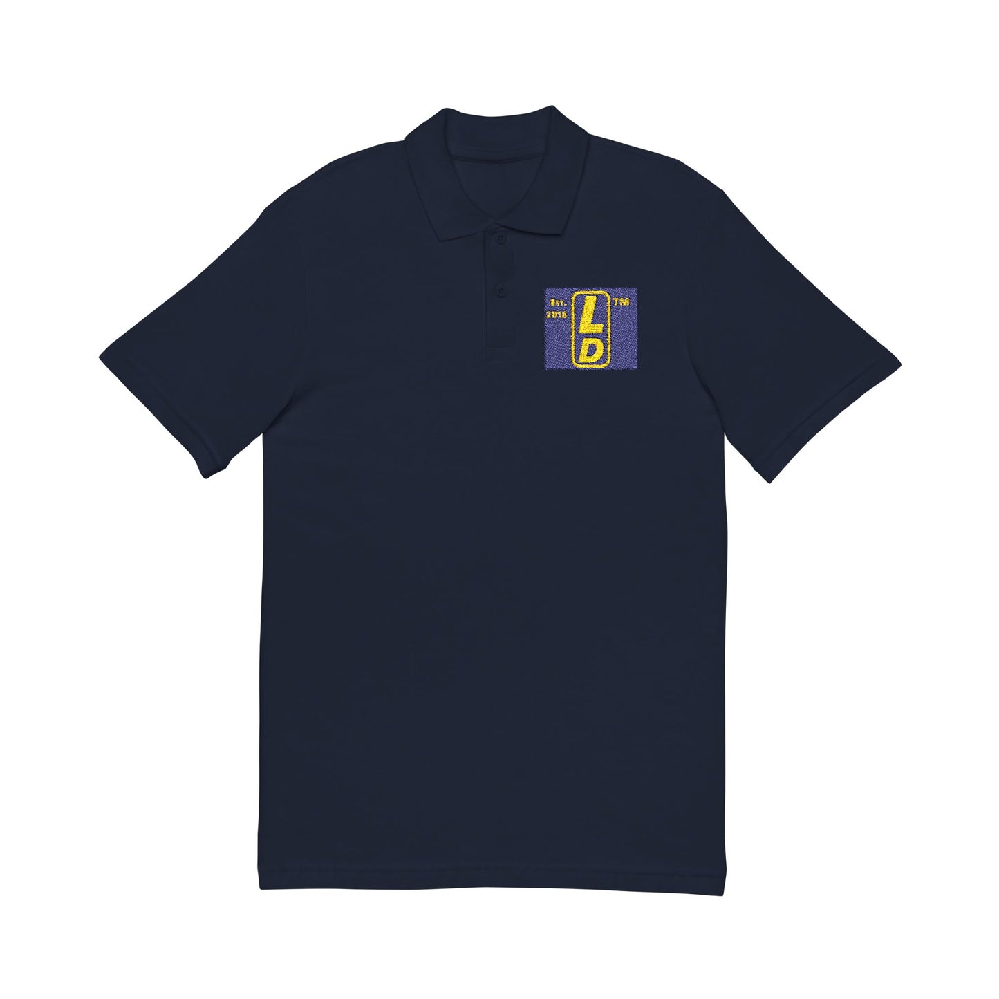 Embroidered LongD reverse official logo upright initials polo shirt