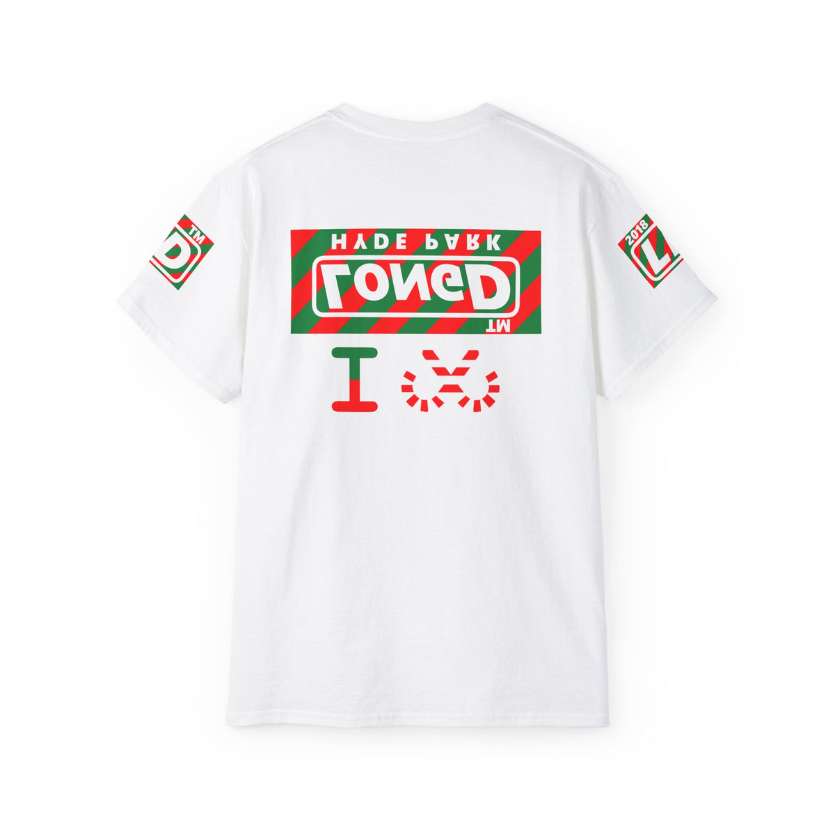 I candy cane LongD Hyde Park negative 12-striped 4-print logo cotton tee