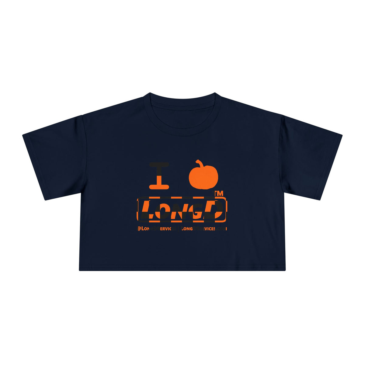 I pumpkin LongD Tag-domain positive checkered logo crop tee