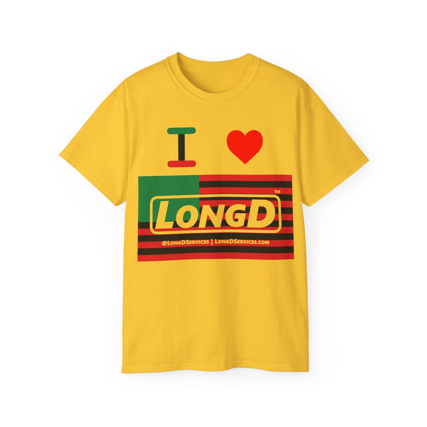 I Luv LongD® Logo Cotton Tee Juneteenth negative flag