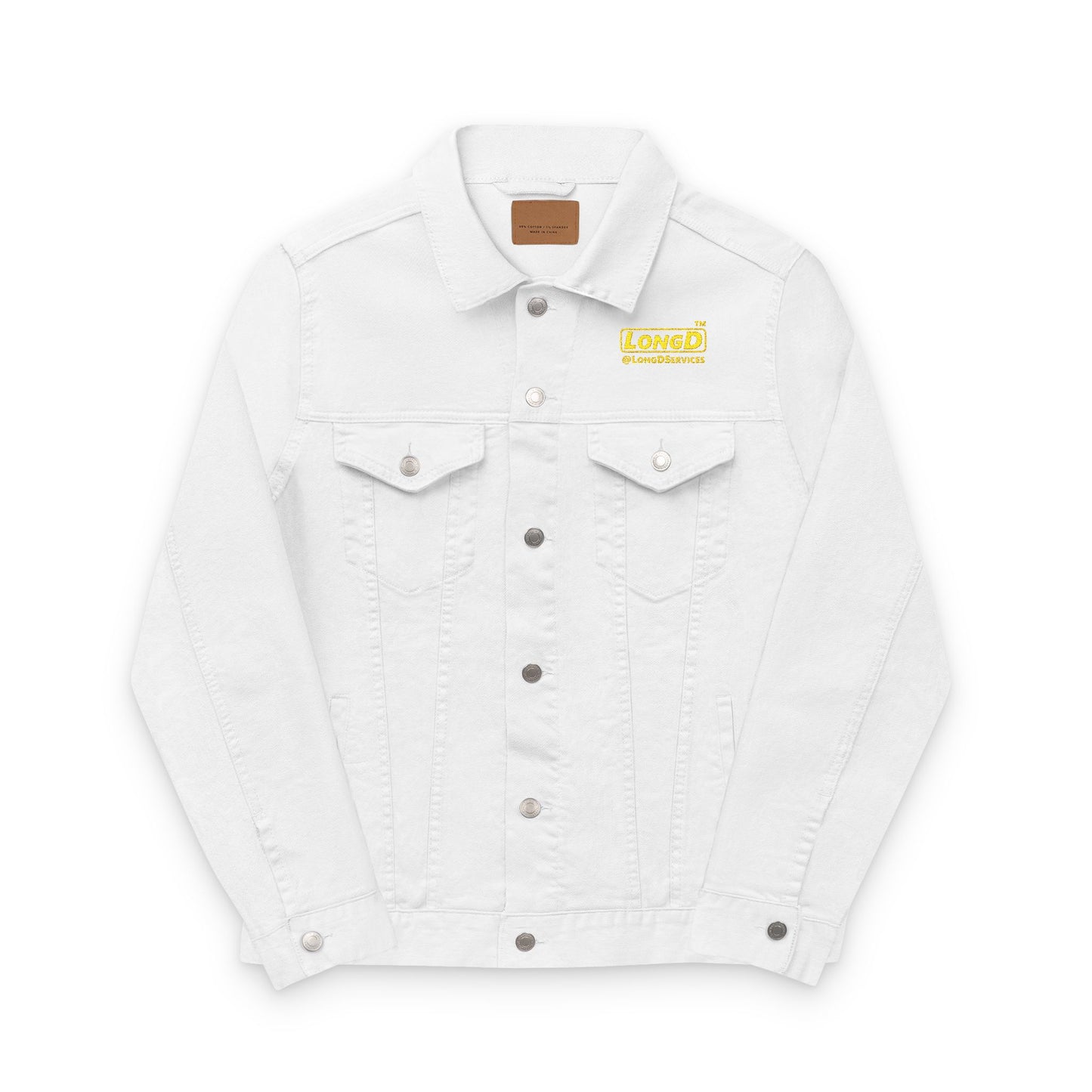 Embroidered Unisex Denim Jacket Reverse Basic Logo