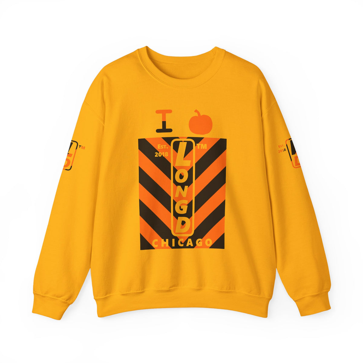 I pumpkin LongD Chicago negative upright downward chevron 4-print logo crewneck sweatshirt