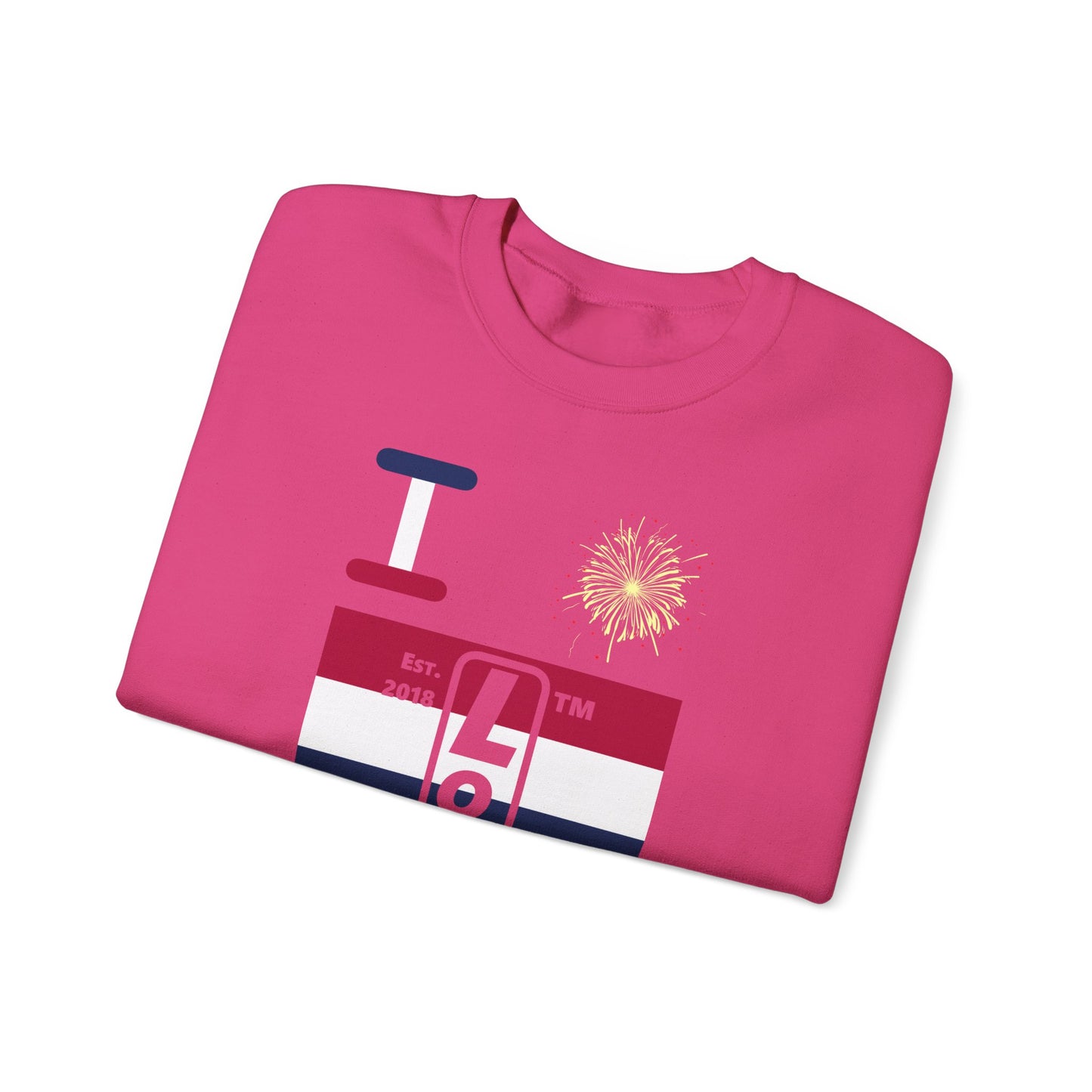 I Burst LongD negative horizontal 6-striped tag-domain upright logo crewneck sweatshirt