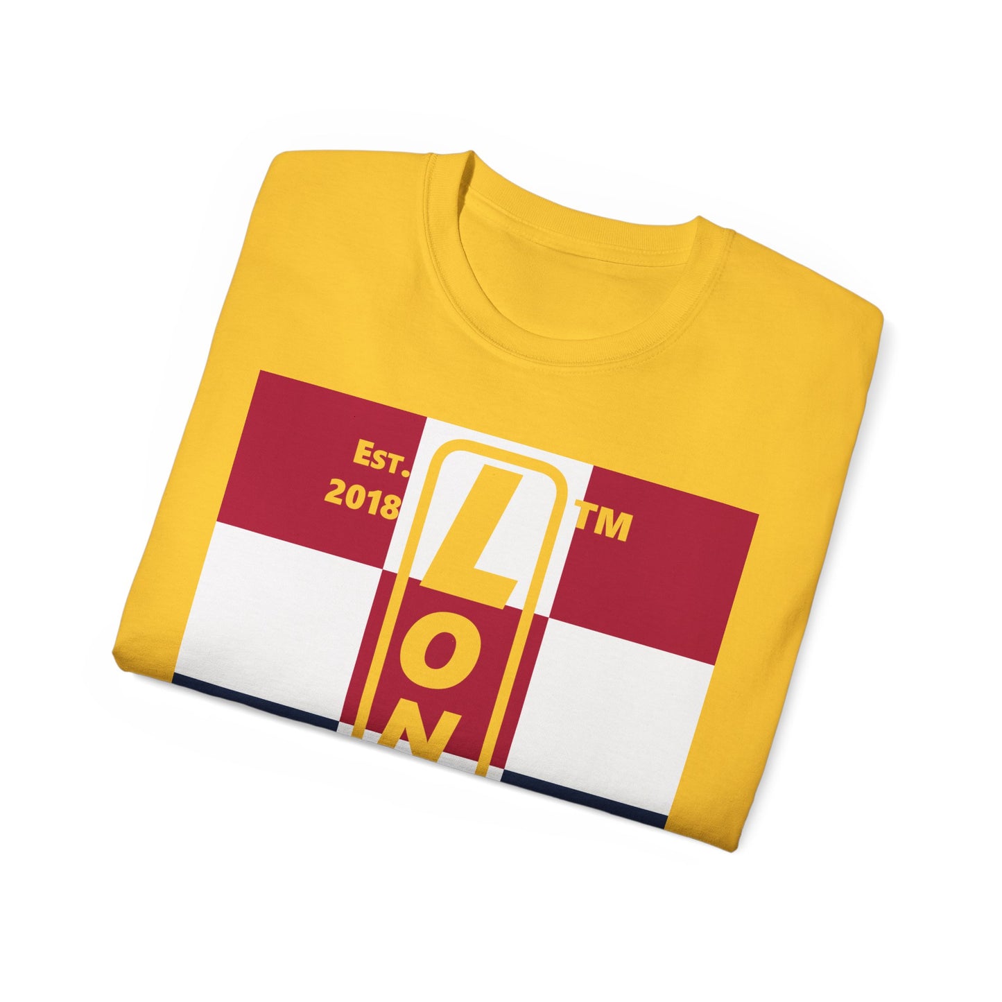 LongD cotton tee negative 4x3 Chicago upright logo (Patriotic colors)