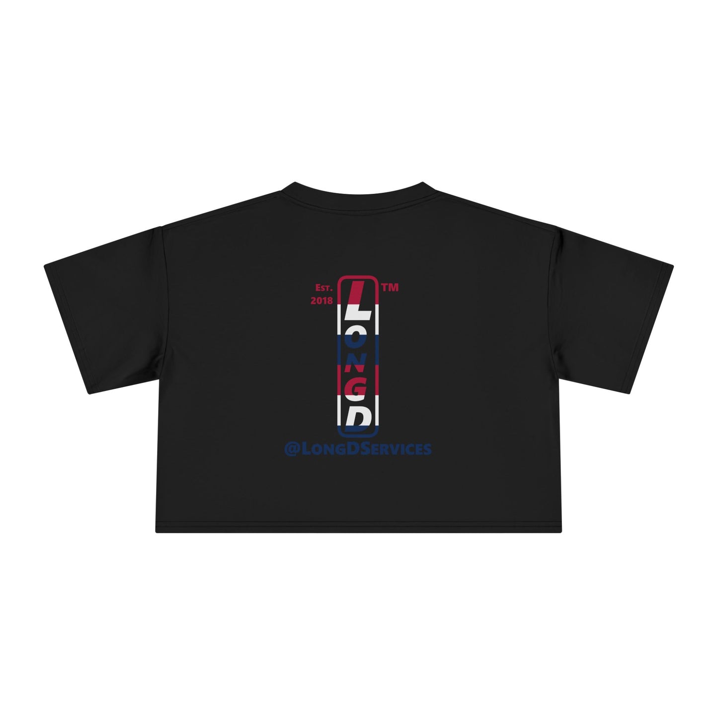 I burst LongD positive horizontal 6-striped single-breasted upright front-back tag logo crop tee