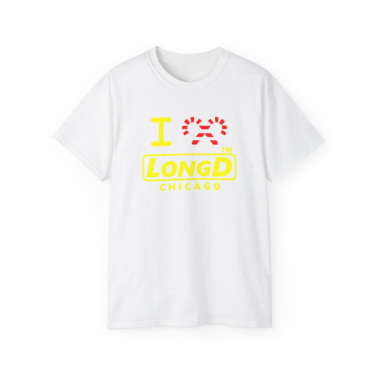 I candy cane LongD Chicago positive alternate basic yellow logo cotton tee
