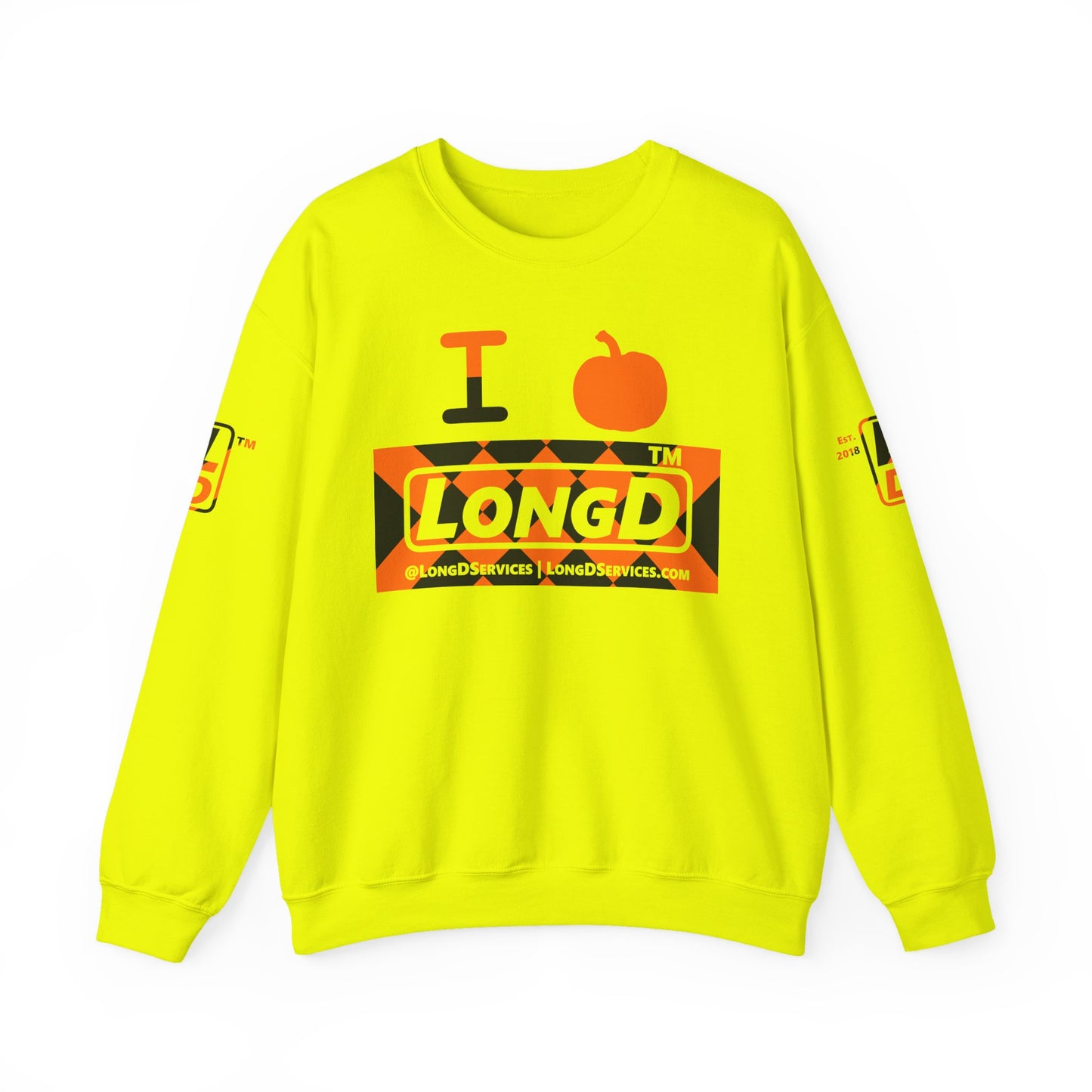I pumpkin LongD Tag-domain negative stylized argyle 4-print logo crewneck sweatshirt